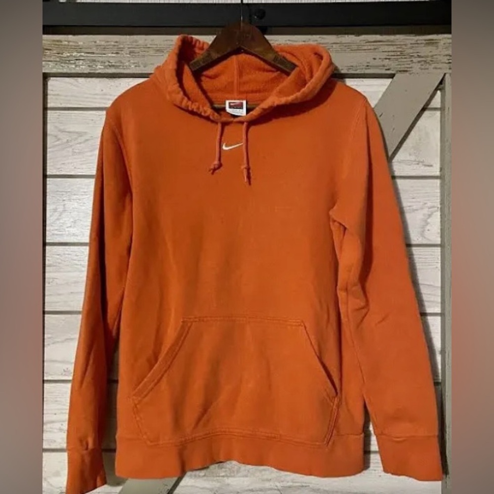 Nike Women's Modern Center Middle Swoosh Embroidered Logo Orange Hoodie Medium
